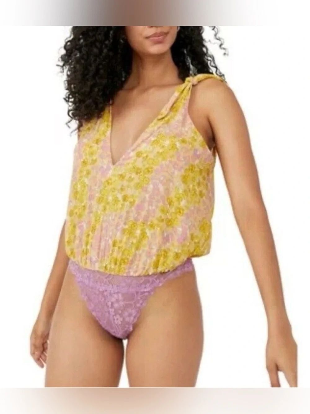 Free People Bare it All Bodysuit Sunshine Combo XS